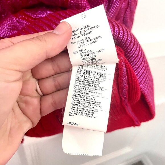 NWT MSGM Metallic Cable Knit Sweater Red Fuchsia Women’s Size M Italy - Picture 6 of 8